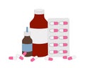 Set Medicines pills and capsules illustration.